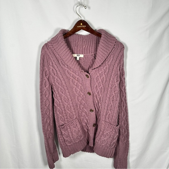 Etcetera Cable Knit Shawl Collar Cardigan Dusty Lilac Cottagecore S Cozycore - Picture 7 of 8